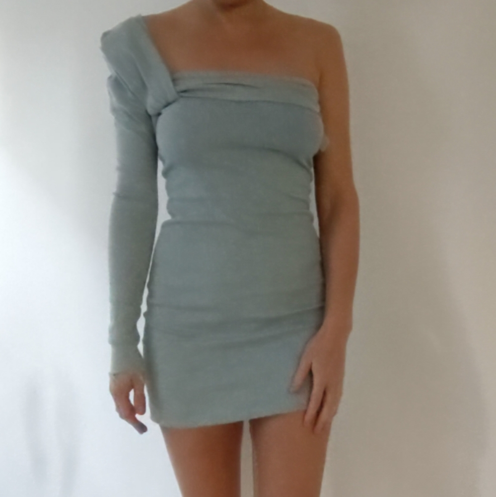 Nwt Acne one puff sleeve shoulder denim dress xs - Picture 4 of 5